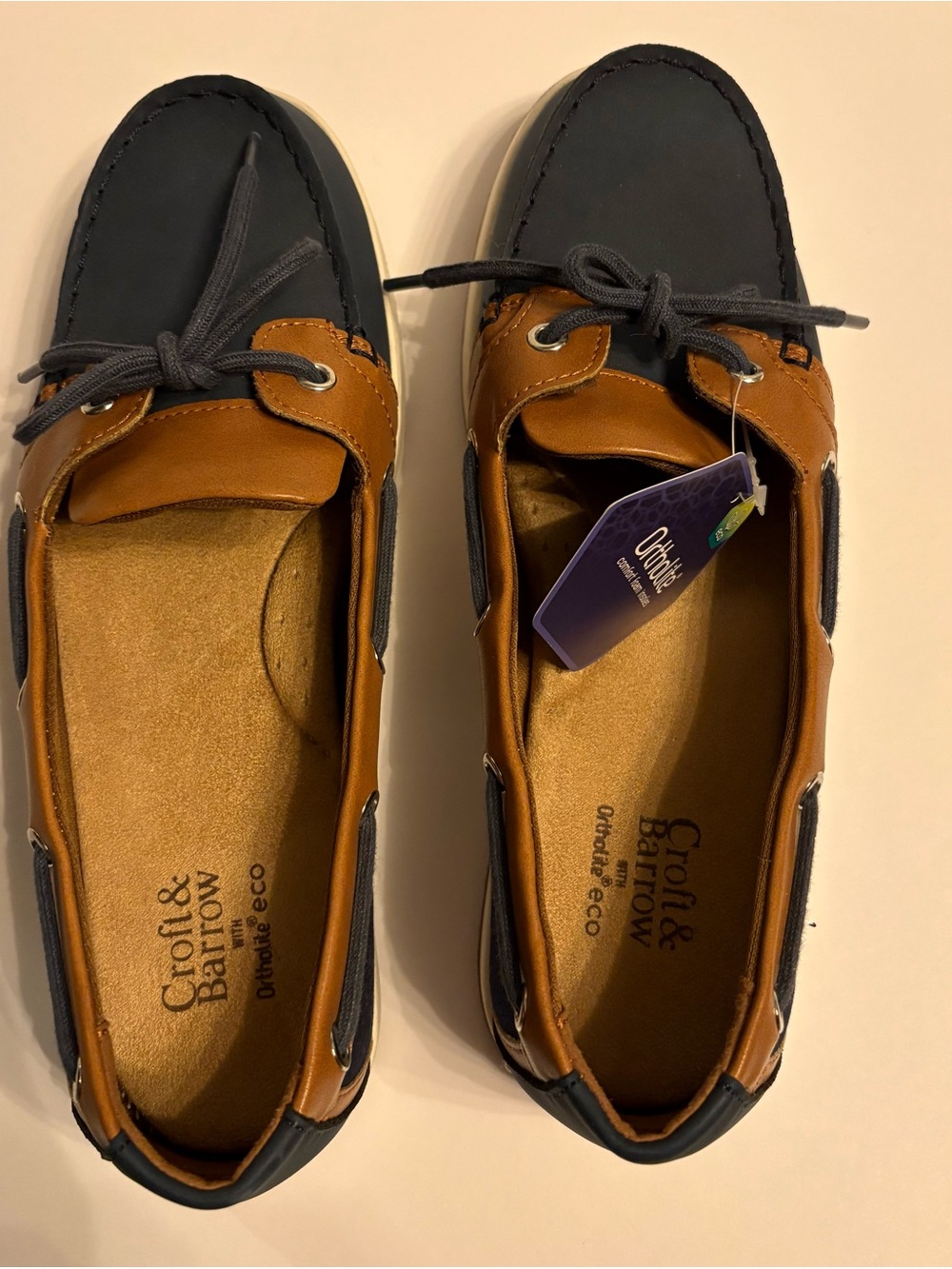 Croft & Barrow Two-Tone Navy and Brown Women's Moccasin Boat Shoes